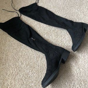 Black Suede over the knee booties - 6.5